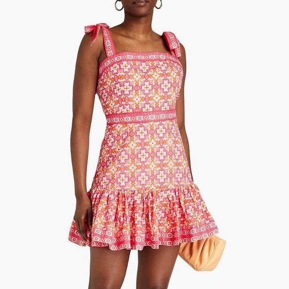 Rebecca Vallance Dresses & Skirts - Rebecca Vallance Serafino Printed Peplum Ruffle Mini Dress Organic Cotton 12